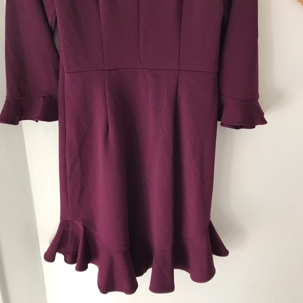 Nanette Lepore aubergine ruffle tulip sleeves dress - Picture 8 of 11